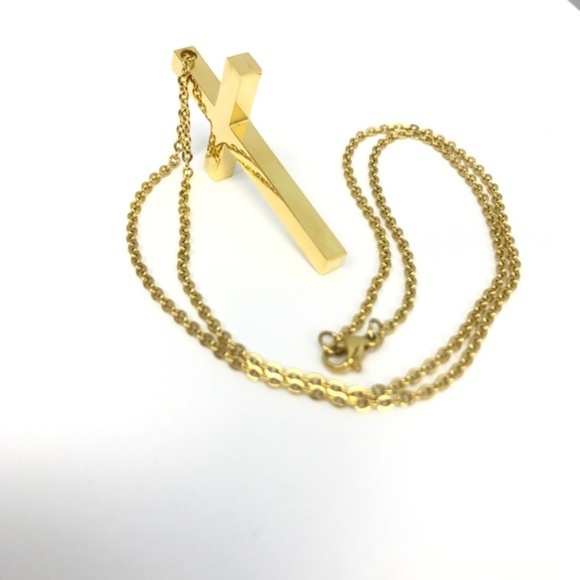 18k Real Gold Plated 'Jordan' Cross Necklace - Picture 3 of 3